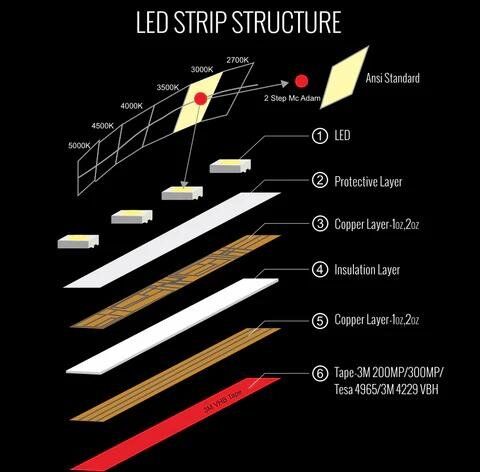 Led Frame Structure Understanding the Structure of LED Strip Lights - Dream LED Strips
